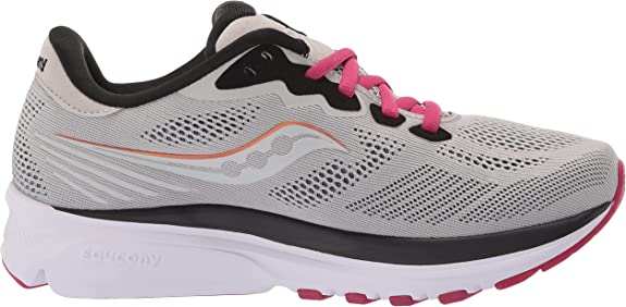 Women's Saucony Ride 14, Fog/Cherry, 9 B Medium