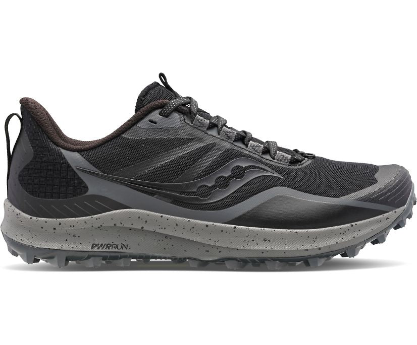Women's Saucony Peregrine 12, Black/Charcoal, 8.5 D Wide
